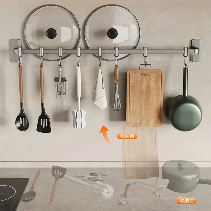 Wall Mounted Hooks Rack Kitchen Organizer Utensils Knife Holder