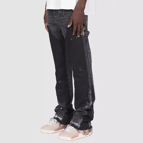 Y2k Jeans Men Painting Patch Baggy Stacked Jeans Fashion Work Wear