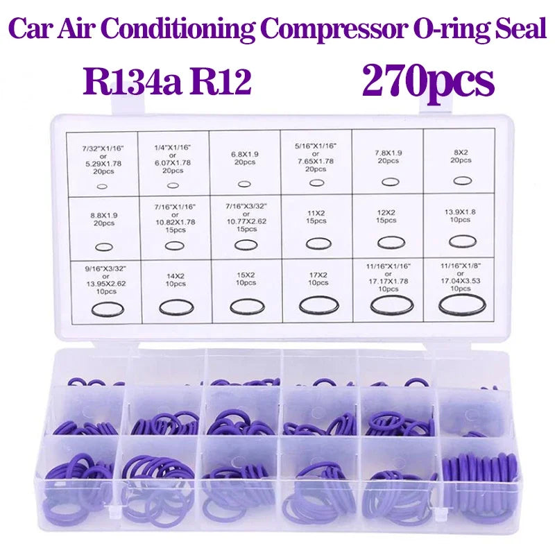 O Ring Set Seal Kit R134a R12 HNBR Rubber O-Rings Assortment For Car