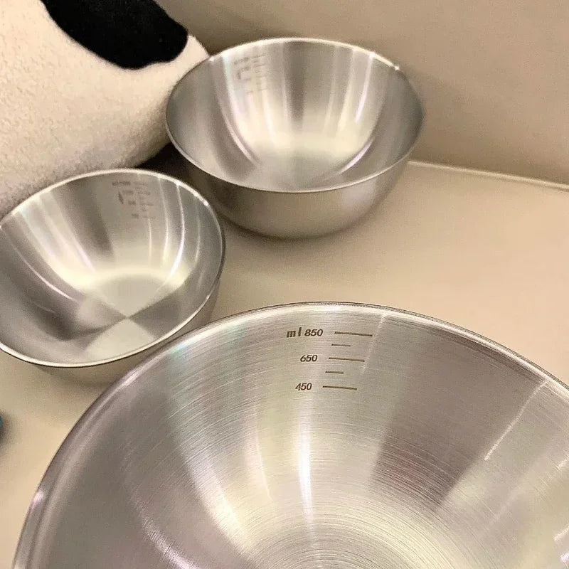 3PCS Stainless steel cooking bowl, household scale bowl, thickened
