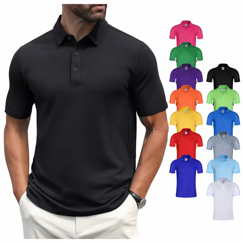 Men's Summer Solid Color Lapel Short-sleeved Casual Daily Outdoor Polo