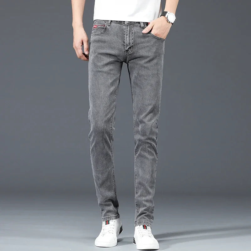 2024 New Men's Cotton Business Casual Skinny Jeans Trendy Fashionable