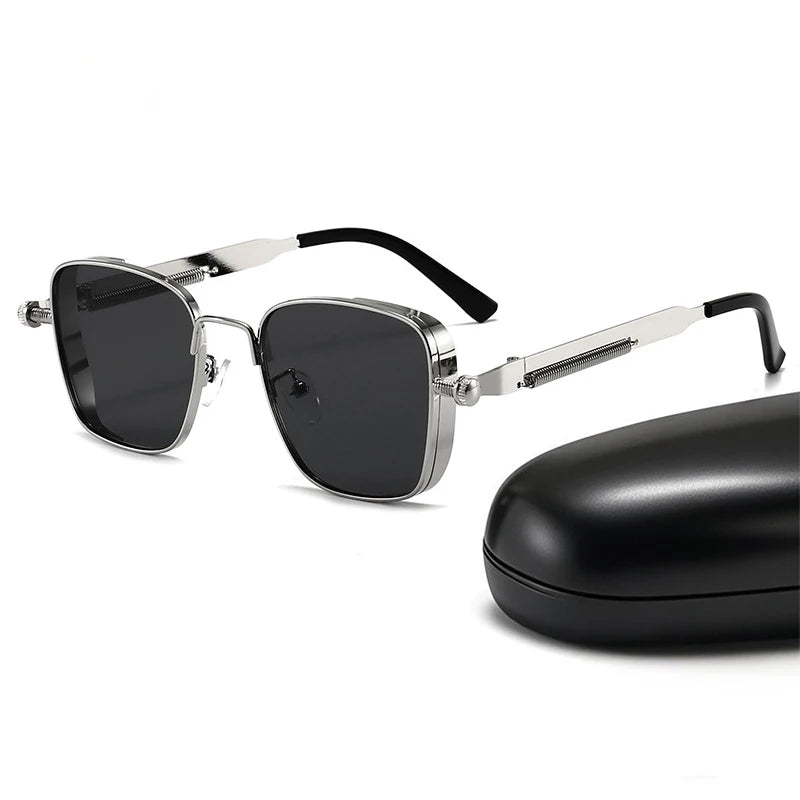 Square Steampunk Spring Leg Sunglasses For Men Women Fashion Classic