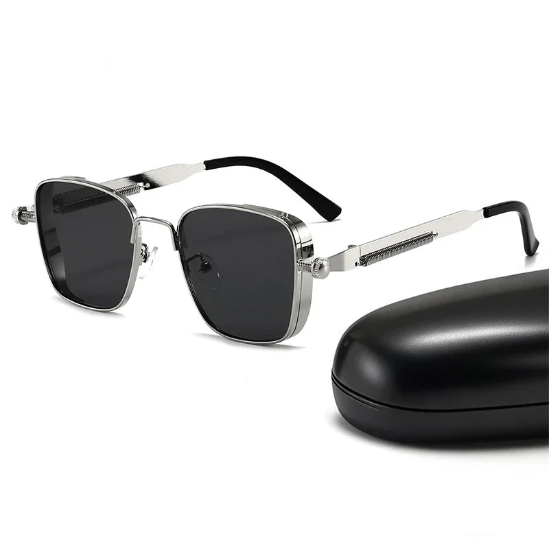 Square Steampunk Spring Leg Sunglasses For Men Women Fashion Classic