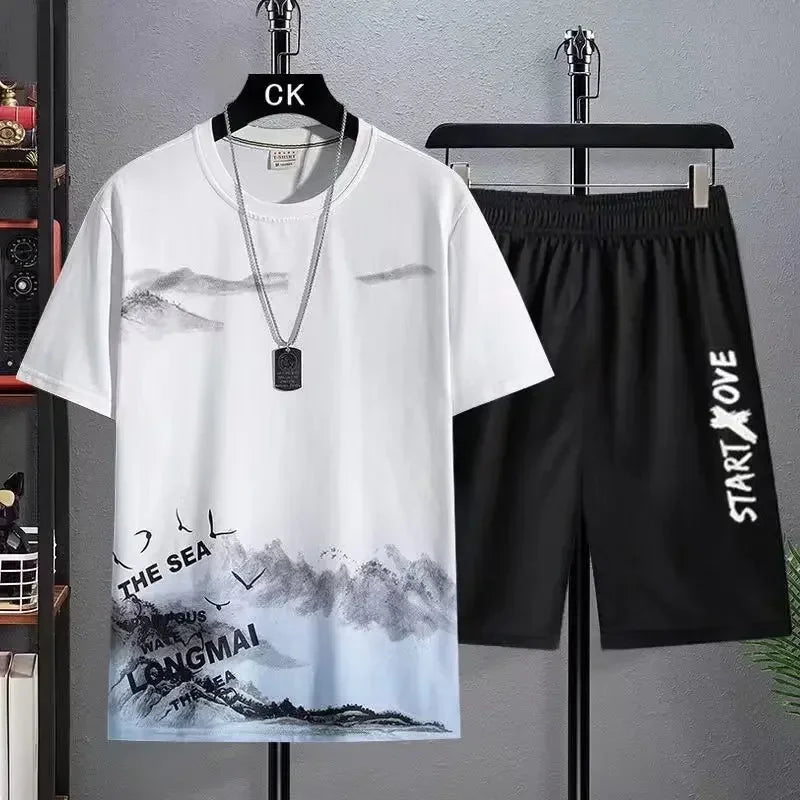 Youth quick-drying shorts Suits for men Summer Shorts Set casual thin