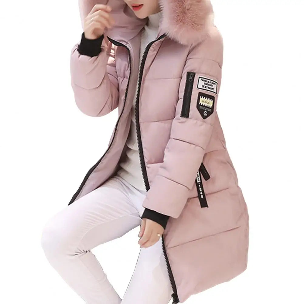 2024 New Winter Coat Women's Jacket Fur Neckline Long Basic Coats