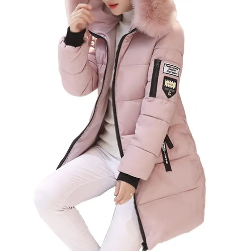 2024 New Winter Coat Women's Jacket Fur Neckline Long Basic Coats