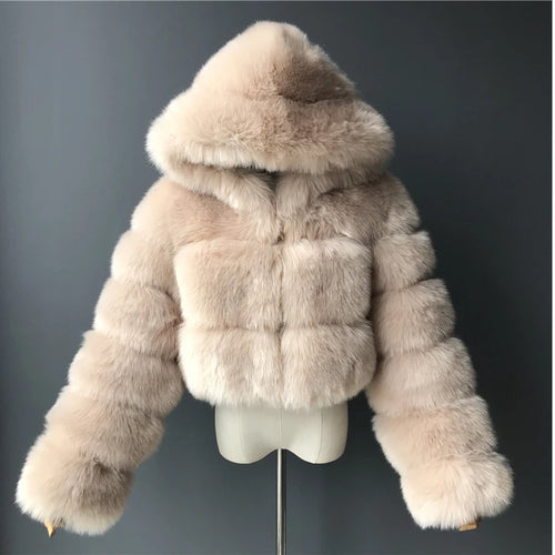 High Quality Furry Cropped Faux Fur Coats and Jackets Women Fluffy Top