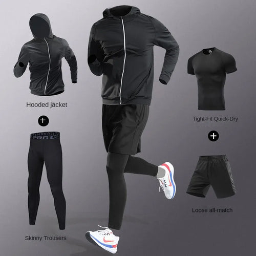 Men's Ice Fiber Quick-Dry Running & Fitness Full Set/Suit Tracksuit