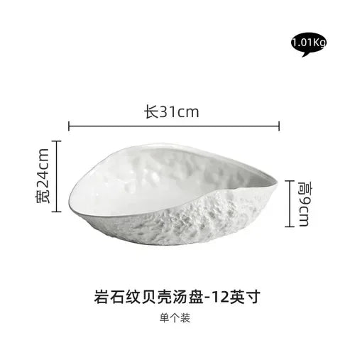 Creative White Plate Ceramic Tableware Restaurant Pasta Plate