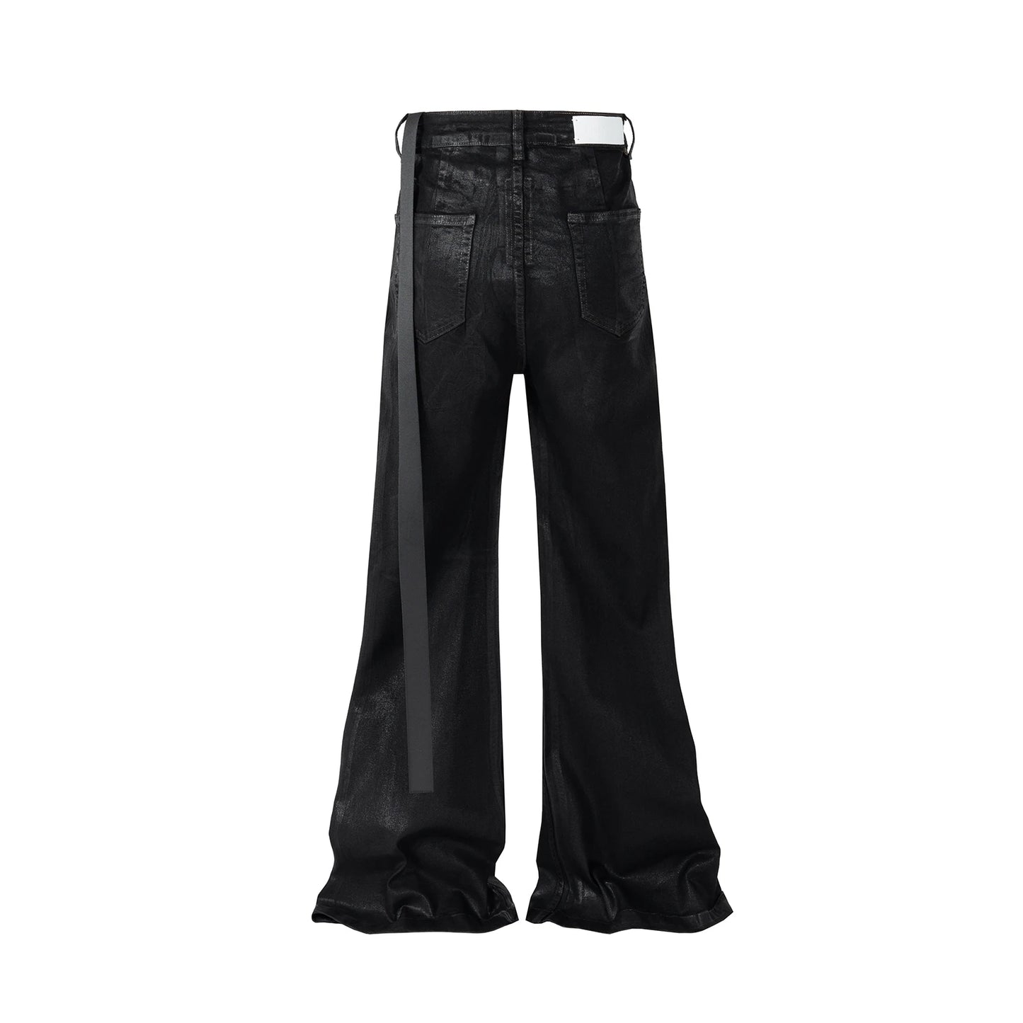 Streetwear Black Wax Leather Strecth Jeans for Men Ropa Hombre Baggy