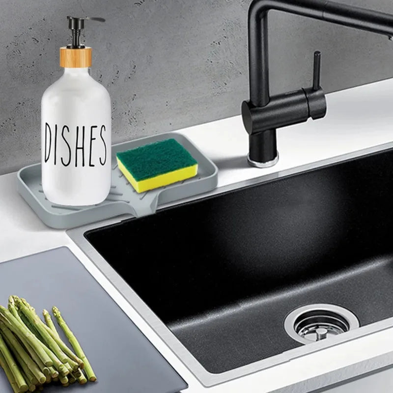 Kitchen Sink Sponge Holder Silicone Soap Dish Bar Soap Holder Self