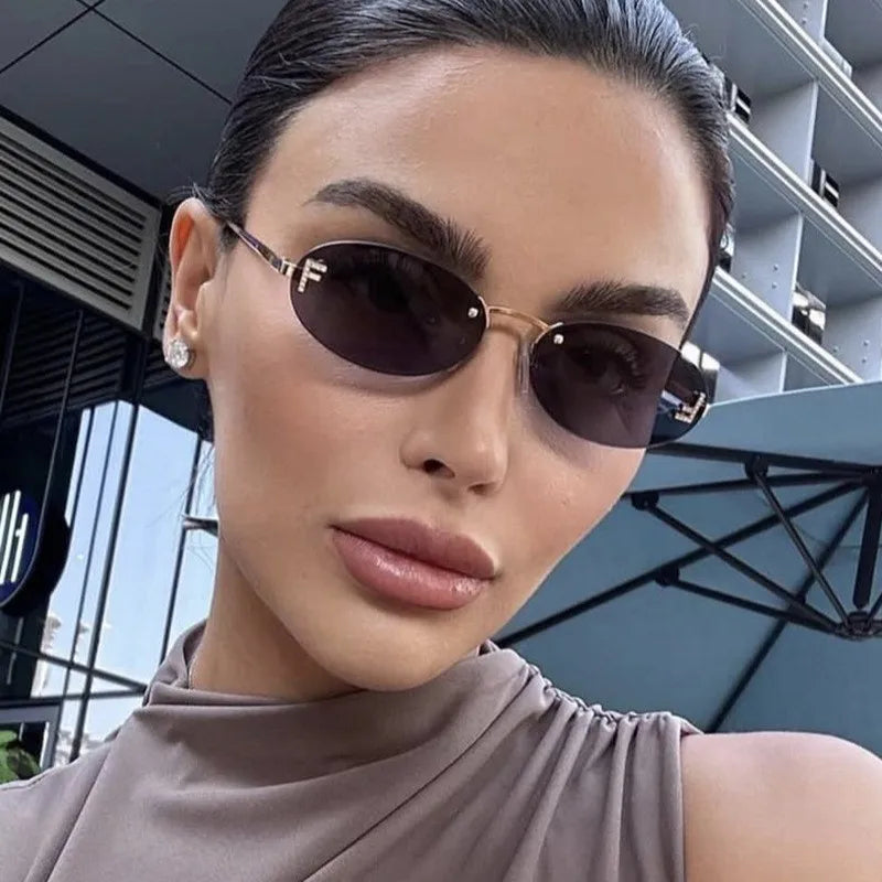 European and American fashionable frameless metal sunglasses