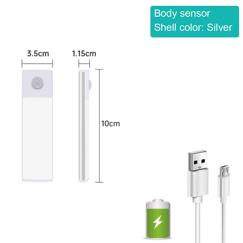 Bedroom Night Light Motion Sensor Lights Wireless USB Under Cabinet