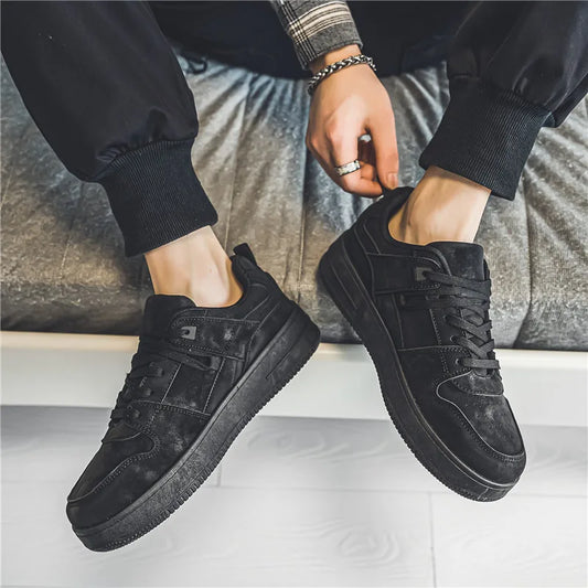 Autumn Suede Men’s Black Sneakers Retro Cheap Skateboard Sneakers Men