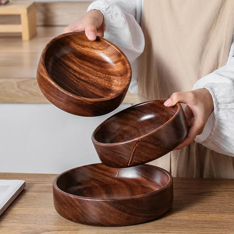 Solid wood bowl Walnut Boat Bowl Creative wooden salad bowl Fruit bowl