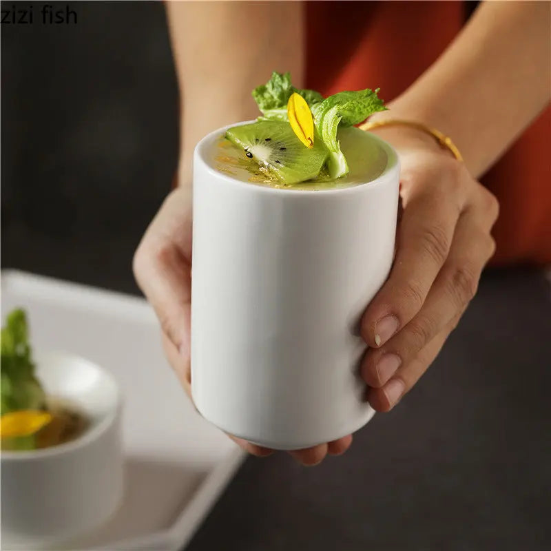 Ceramic Dinner Plate Creative Cylindrical Dessert Plate Snack Plate