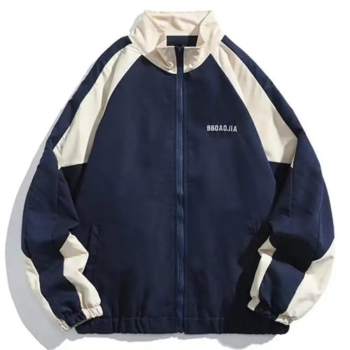 Hip Hop Varsity Jacket Men High Street Patchwork Color Black