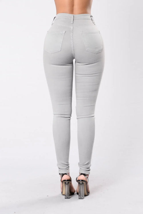 Woman's pure color jeans denim high waist jeans street play cultivate