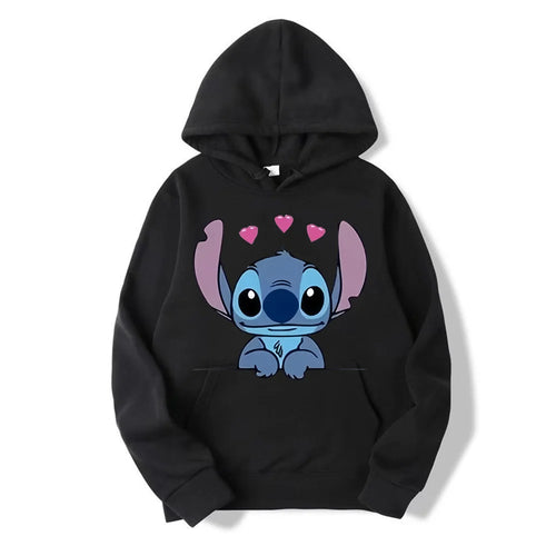 Disney Stitch Cartoon Anime Women Pullover Spring Autumn Men Oversized