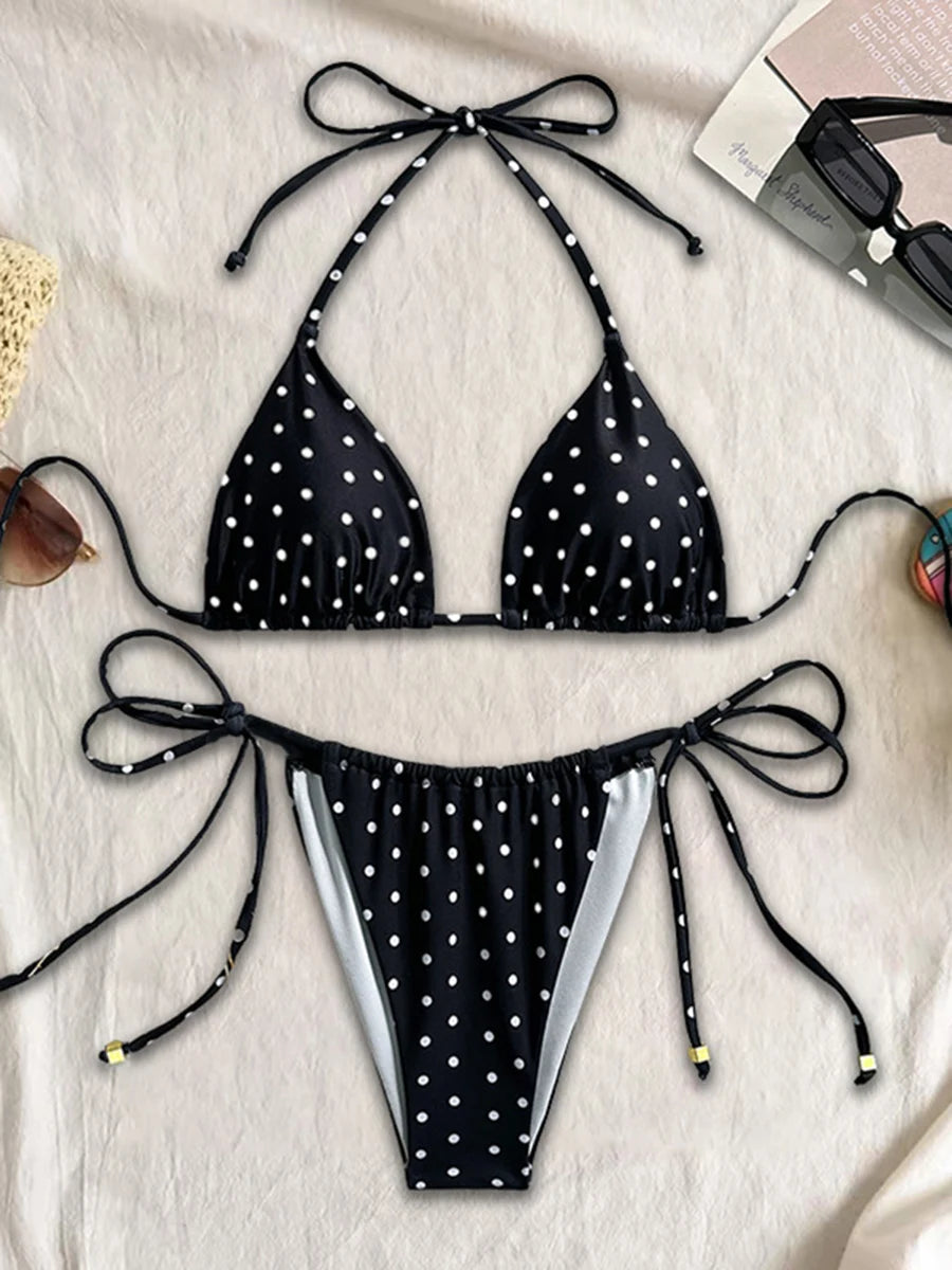 Micro Bikini Sexy Swimsuits For Women 2025 Swimwear Dot Brazilian Bikini Set Thong Biquini Swim Suits String Beachwear Female