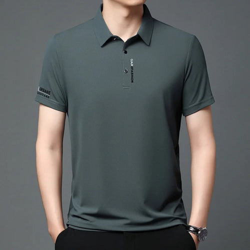 2025 Men's Short Sleeve Solid Color Polo Shirt Breathable Comfortable