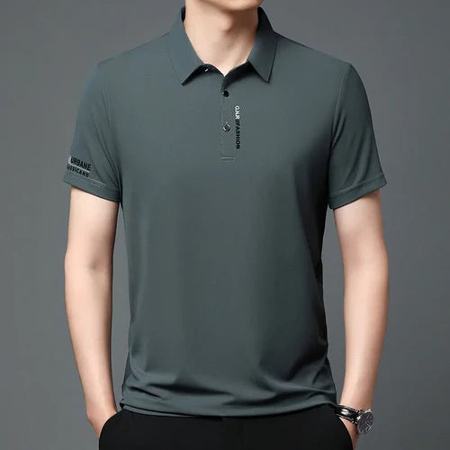 2025 Men's Short Sleeve Solid Color Polo Shirt Breathable Comfortable