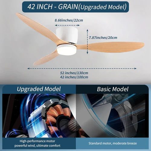 XINGOO Ceiling Fan White Low Floor Ultra Thin 17cm DC Ceiling Fan With