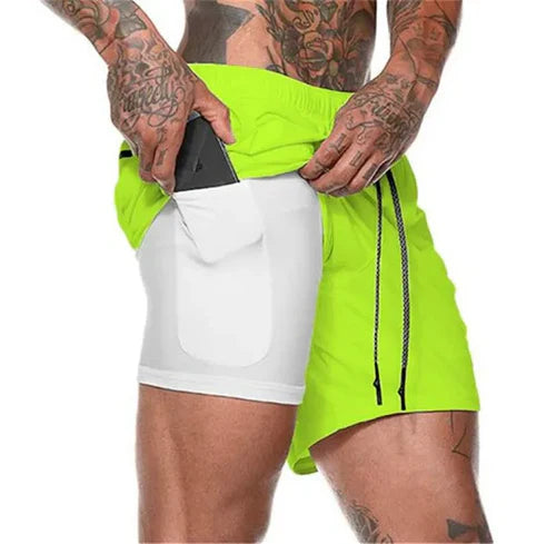 2022 Sport Shorts Men Sportswear Double-deck Running Shorts 2 In 1