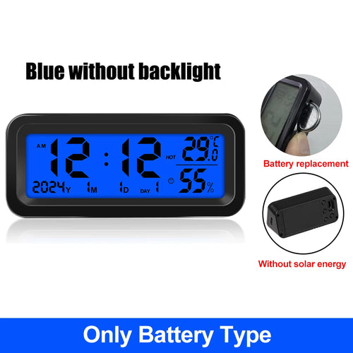 Solar Car Clocks Automotive Electronic Led Digital Clock Thermometer