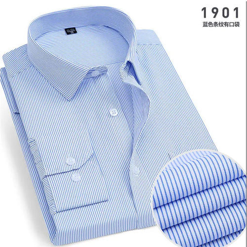 Spring New Men's Striped long-sleeved Shirt Non-ironing Anti-wrinkle