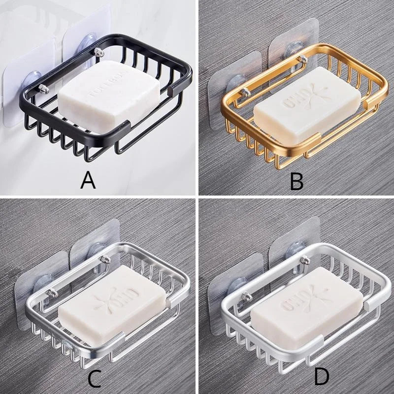 1PC Free Drill Soap Dish Holder Wall Mounted Storage Rack Holder