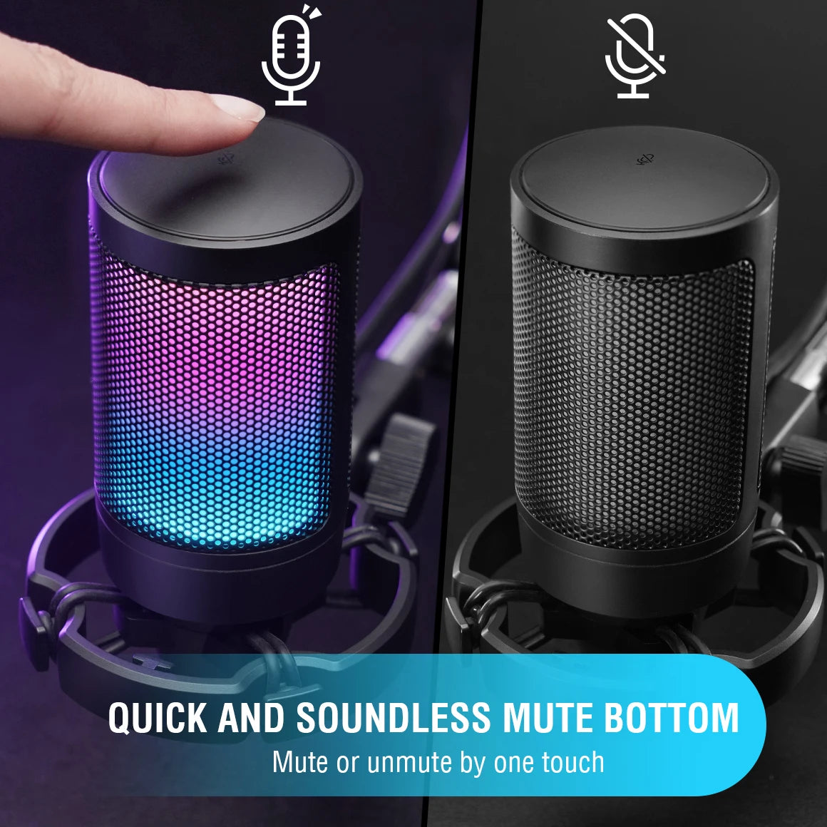 FIFINE USB Condenser Gaming Microphone, for PC PS4 PS5 MAC with Pop