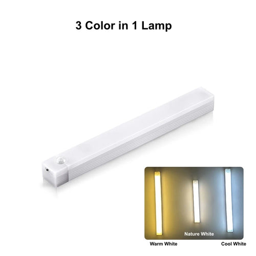 Motion Sensor Wireless LED Night Light USB Rechargeable Long Strip Bar
