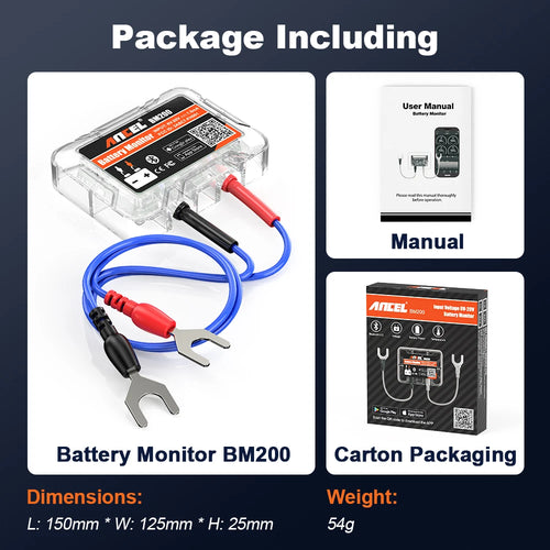 ANCEL BM200 12V Battery Monitor Wireless Bluetooth Car Battery Health