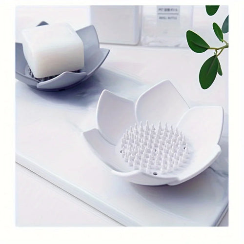 1pcs Bathroom Soap Box Lotus Design Soap Holder Silicone Soap Box