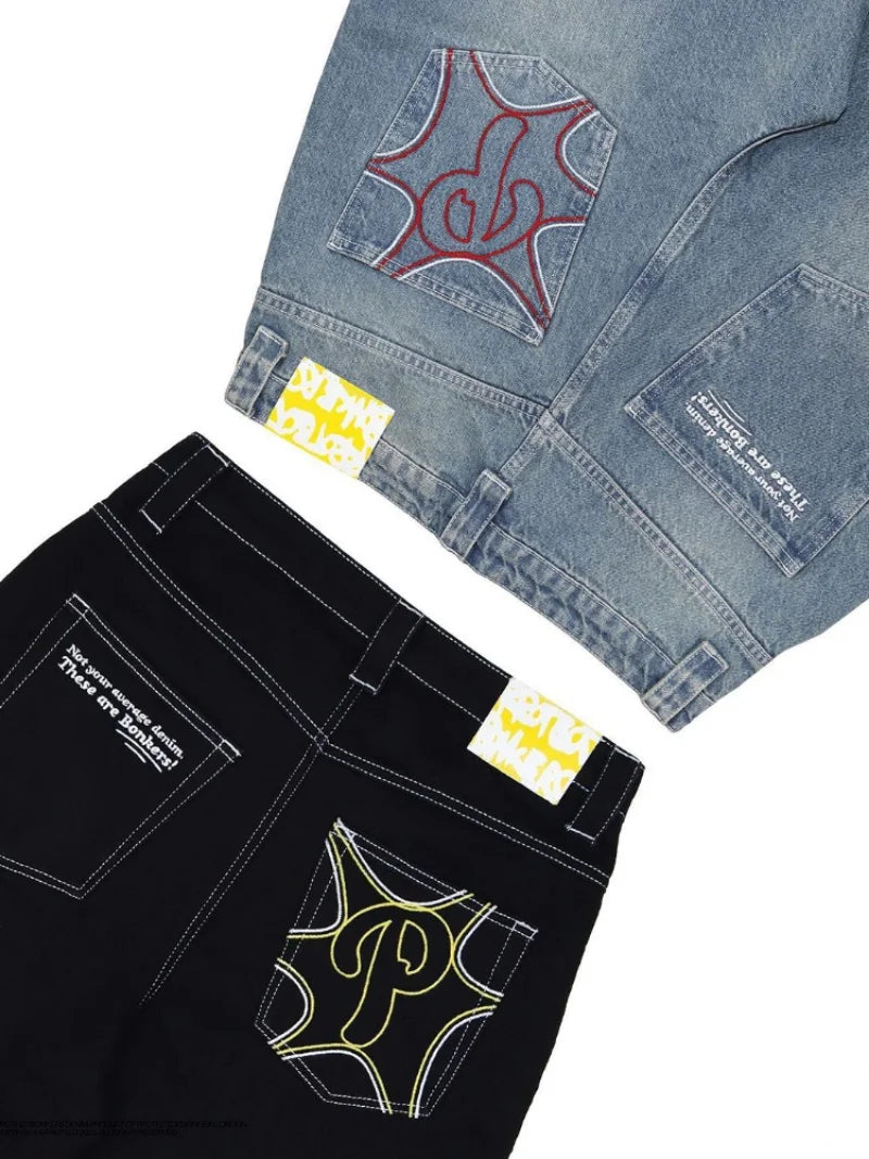 Y2k Men Retro Harajuku Clothing 2023 New Baggy Casual Wide Leg Jeans