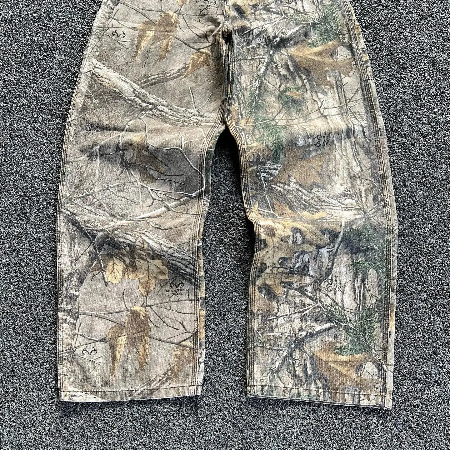 2024 Y2k Style Leaf Print Jeans Vintage Oversized Hip Hop Streetwear