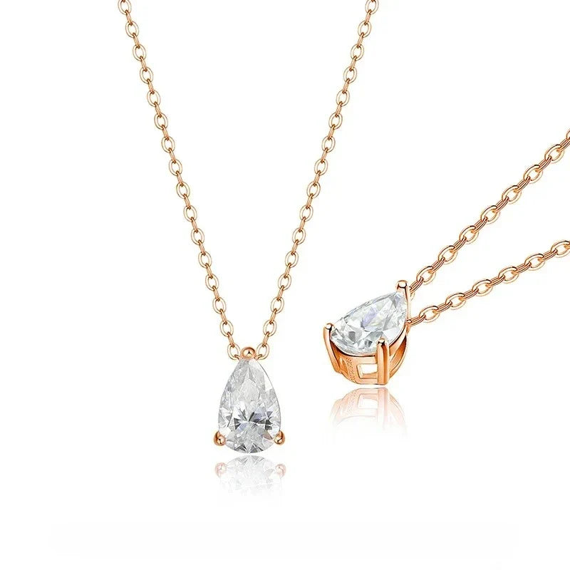 Smyoue 1-4CT Pear Cut Moissanite Pendant Necklace for Women Girls 3 Designs Lab Diamond Wedding Silver 925 Chains Fine Jewelry