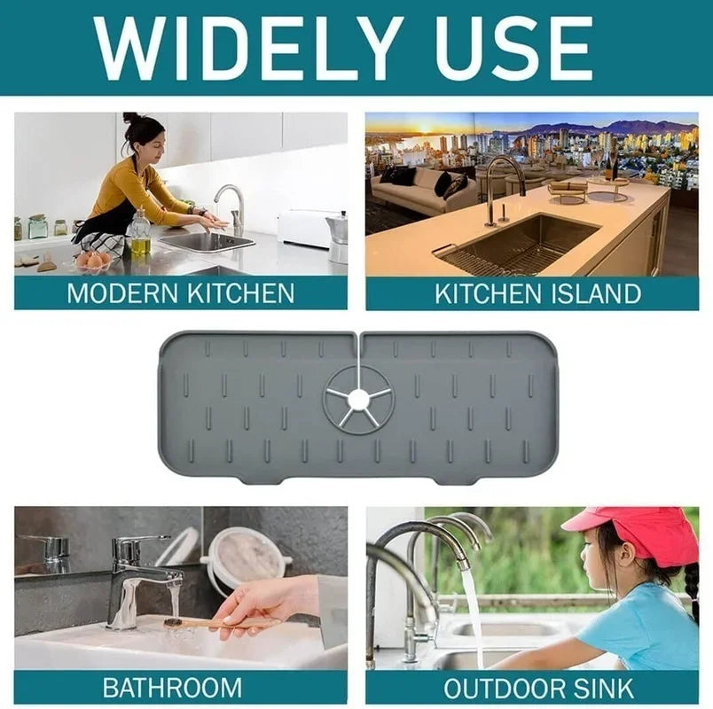 Kitchen Silicone Faucet Absorbent Mat Sink Splash Catcher Countertop