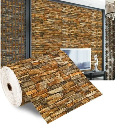 3D Self-Adhesive Wallpaper Continuous Waterproof Brick Wall Stickers