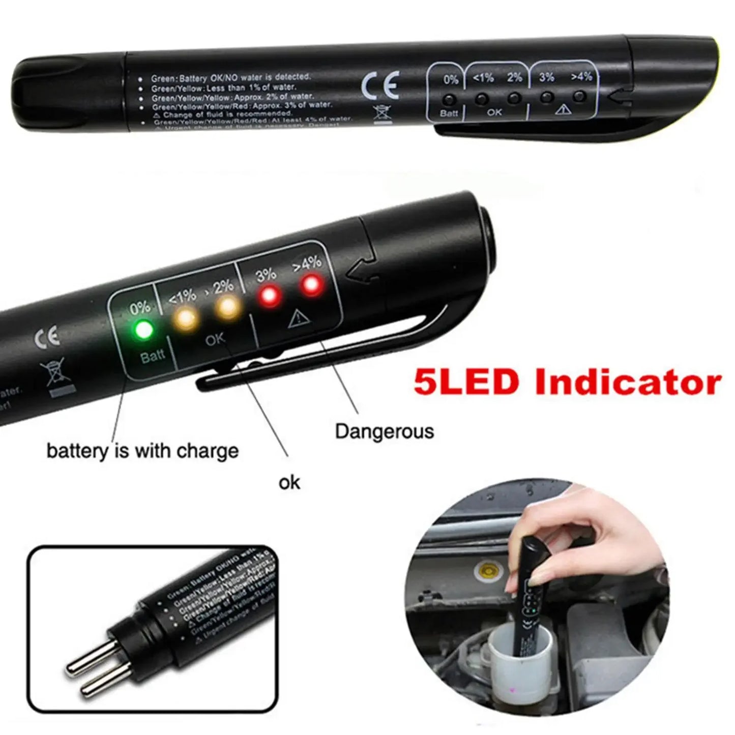 Universal Brake Fluid Tester Accurate Oil Quality Diagnostic Tools LED