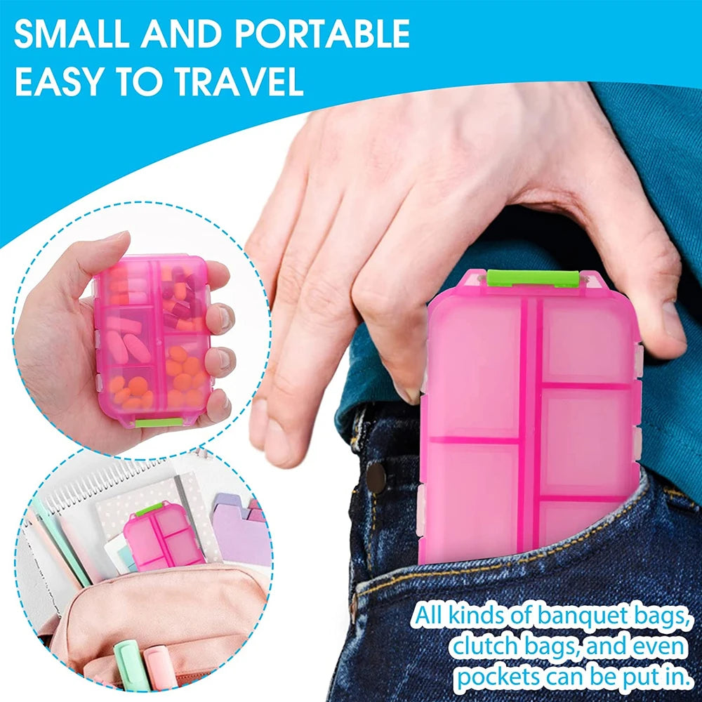 1Pcs Travel Pill Organizer, 10 Grid Compartments Pocket Pharmacy,