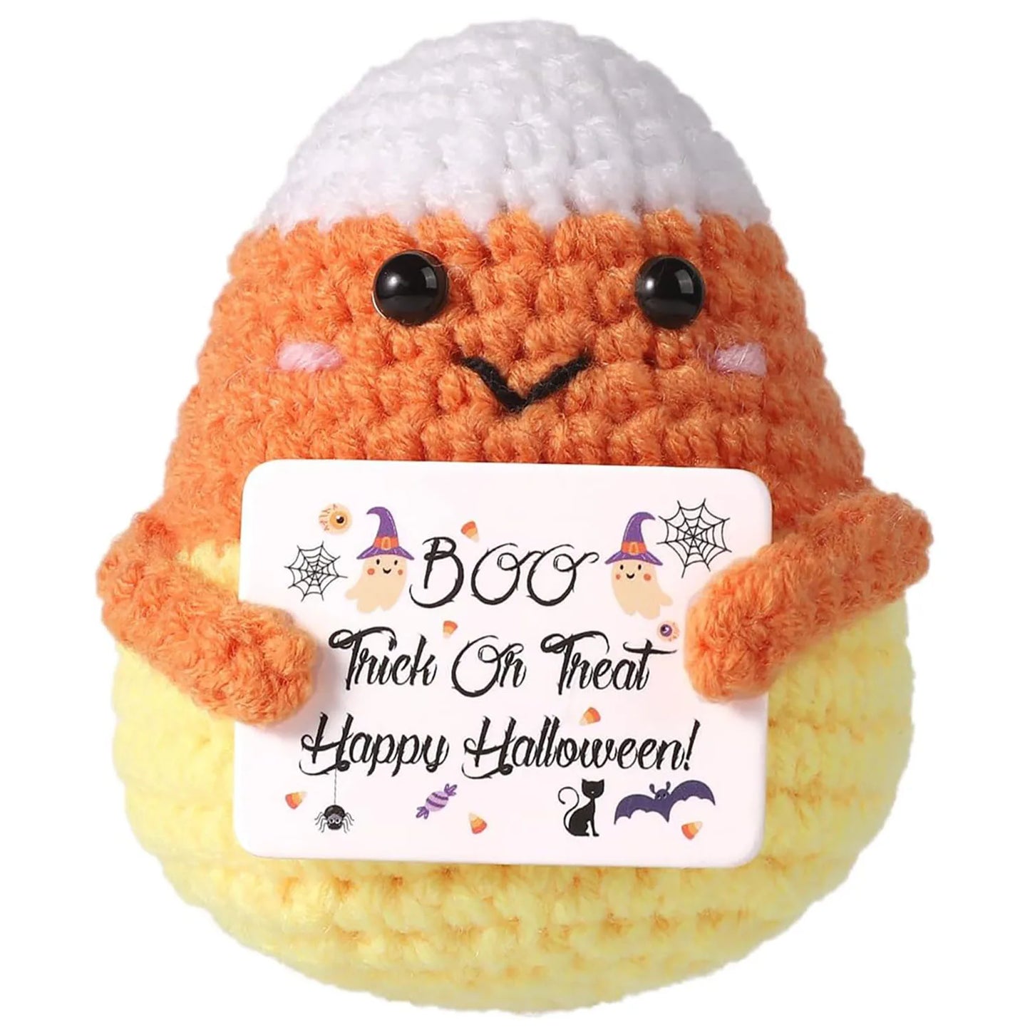 Handmade Positive Bat Doll With Card Home Decoration Knitting Bat Halloween Egg Doll Ornament Room Decor Halloween Party Gift