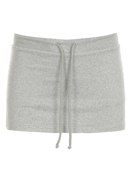 Cuteandpsycho Solid Lace-up Mini Skirts Sexy American Retro Basic