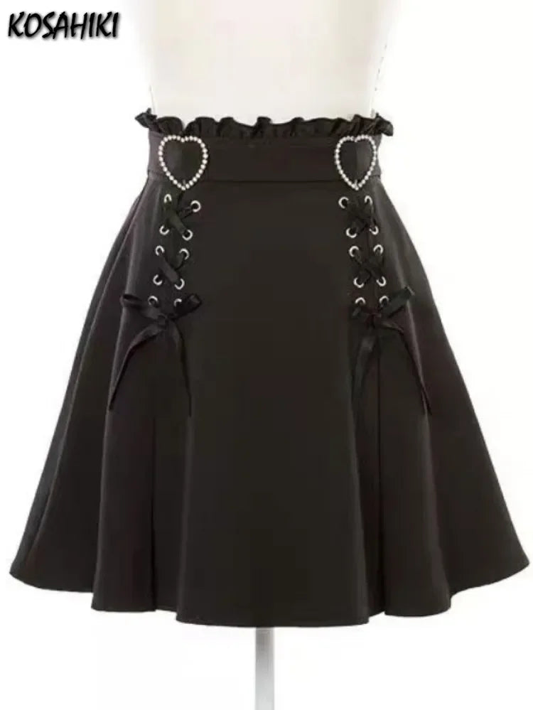 2025 Y2k Aesthetic Harajuku Style Sweet Girl High Waist Mini Bandage