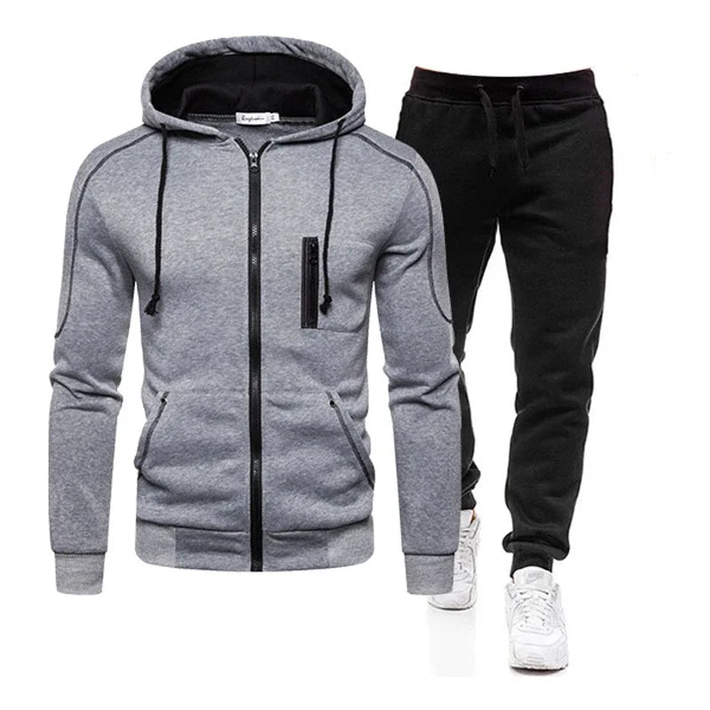 2024 Men Sets Wear Men's Fashion Autumn Winter Double Zipper Jacket/