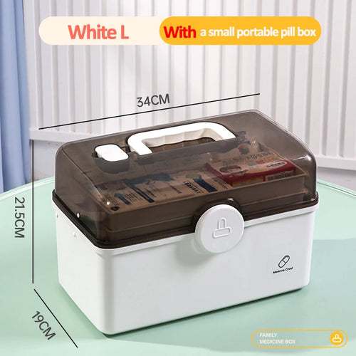 3 Layers Large Capacity Family Medicine Organizer Storage Box Portable