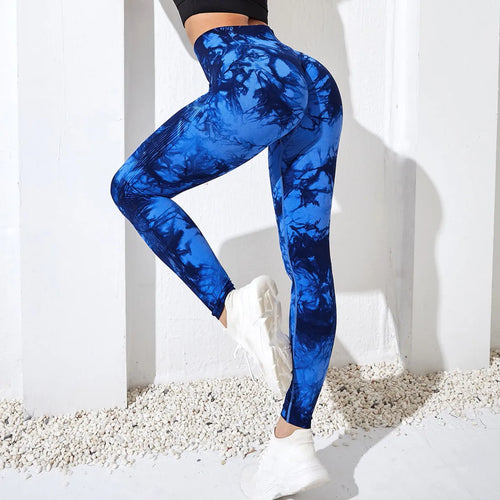 QK S-L Women Dye Seamless Yoga Pants High Waist Leggings Scrunch Gym