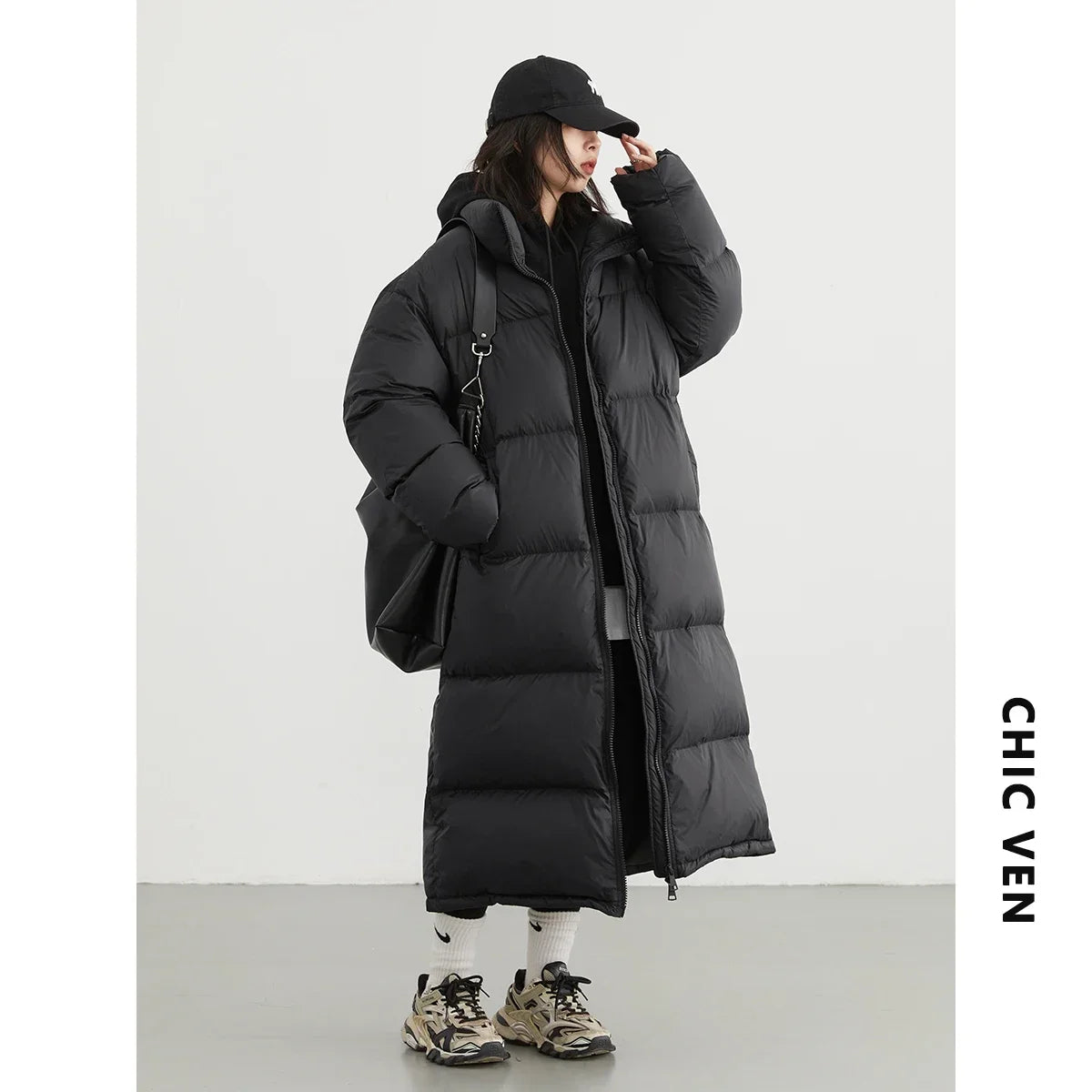 CHIC VEN Women Down Coats New Long Thick Warm Down Jackets Overcoat
